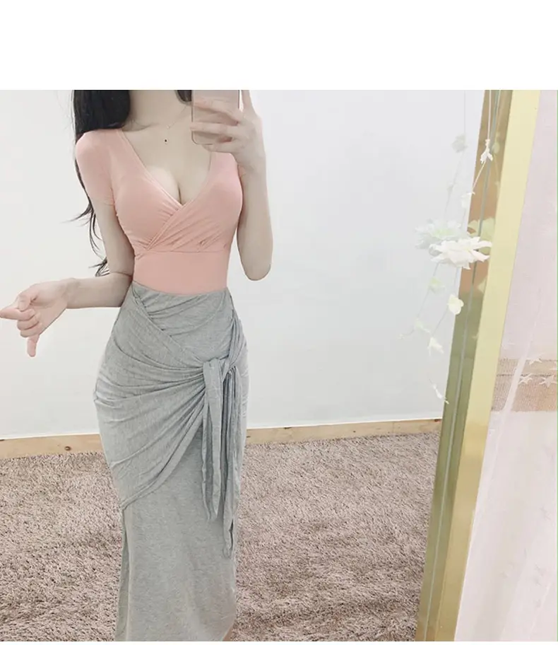 Pink Cross Deep V-neck T-shirt for Women — feature 10