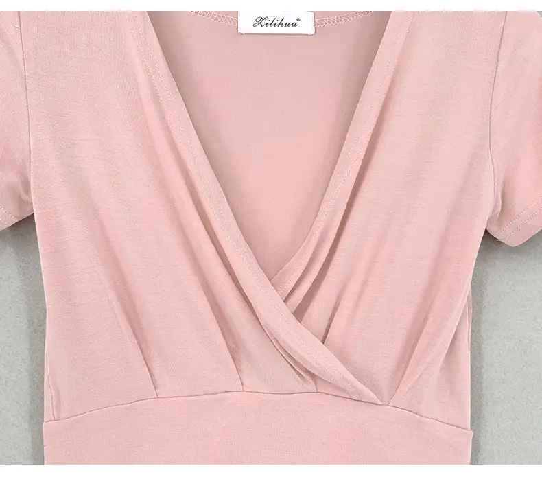Pink Cross Deep V-neck T-shirt for Women — feature 27