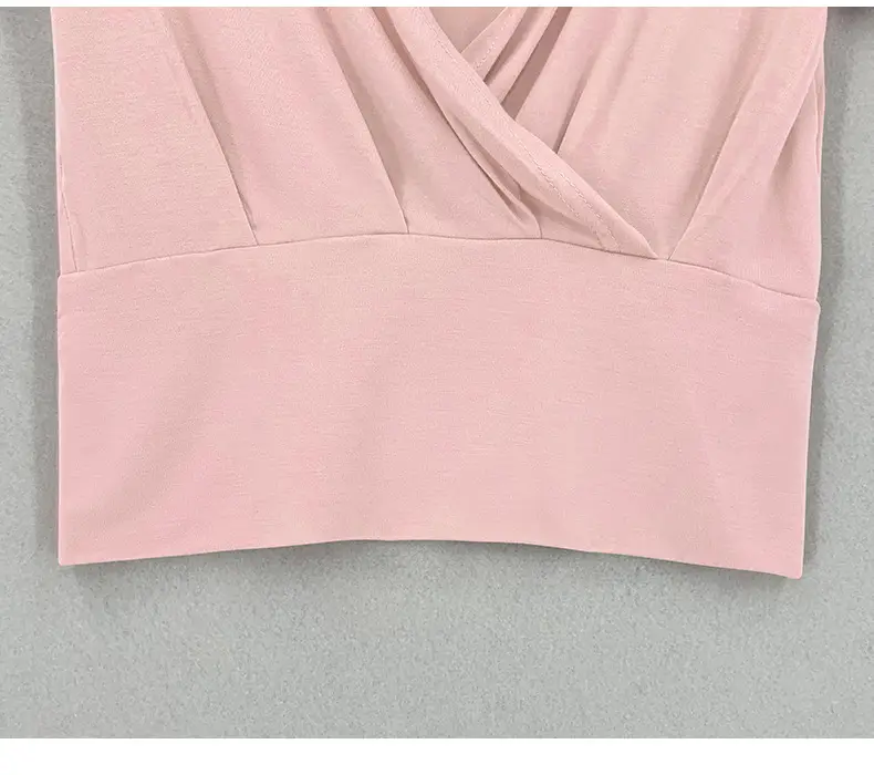 Pink Cross Deep V-neck T-shirt for Women — feature 28