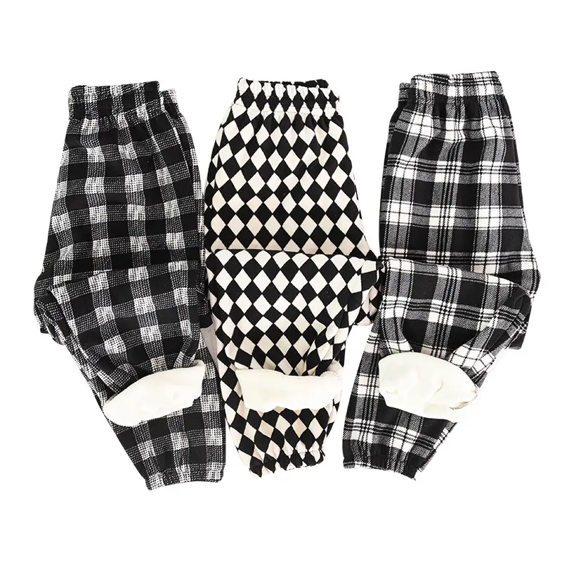 Children's Plaid Loose Leg Trousers Autumn Winter Warm Casual - Image 8