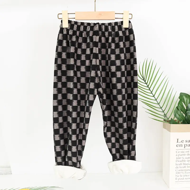 Children's Plaid Loose Leg Trousers Autumn Winter Warm Casual - Image 2