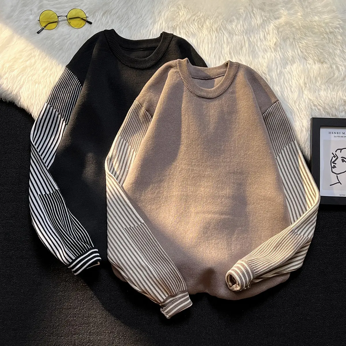 Black Striped Crewneck Sweater for Boys - Image 4