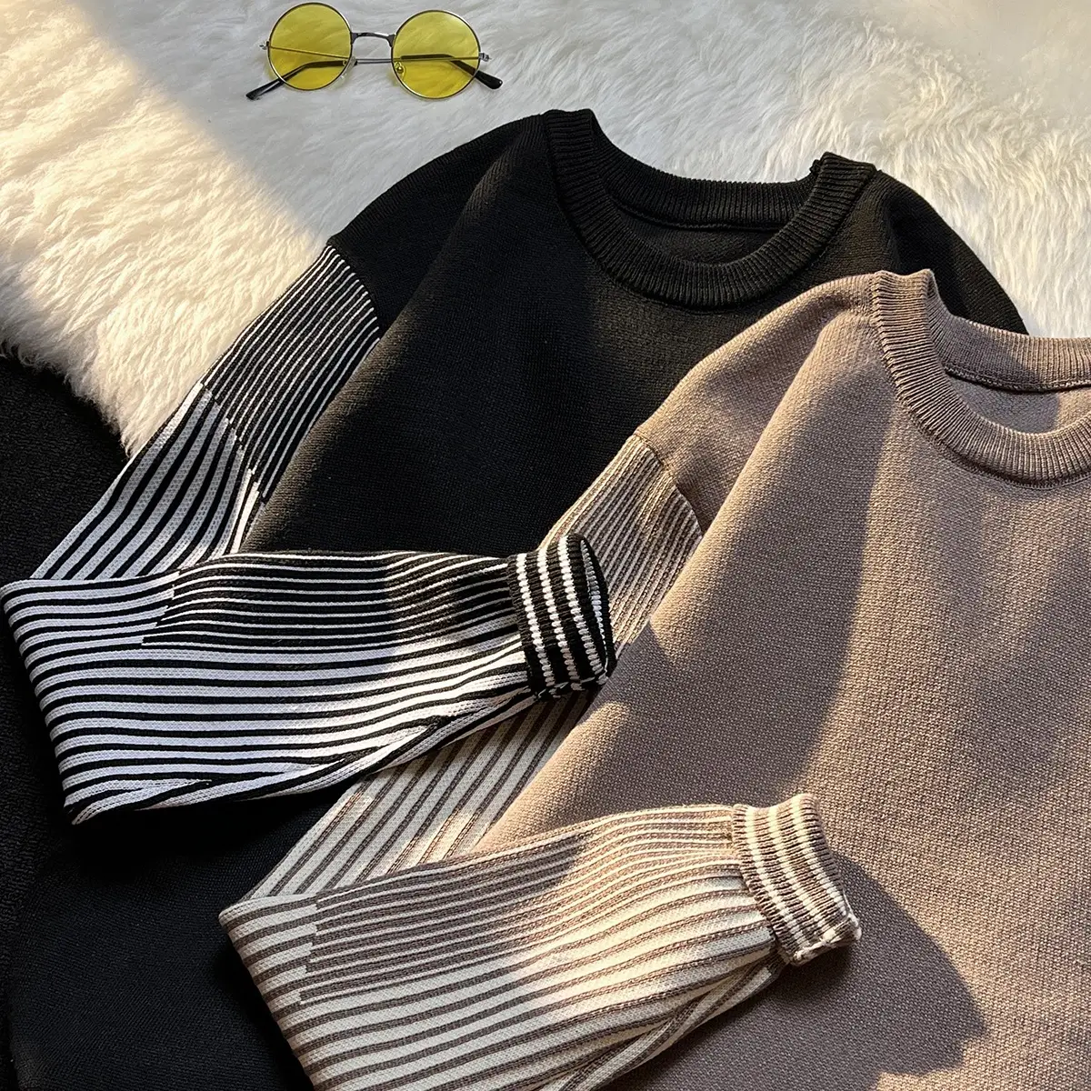 Black Striped Crewneck Sweater for Boys - Image 6