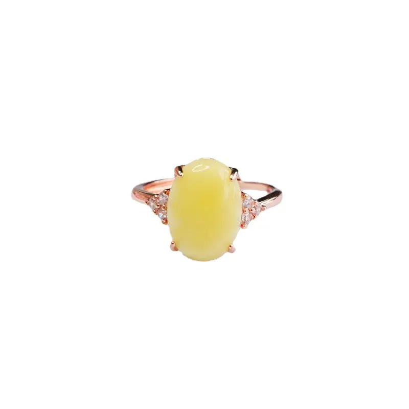 Guan Yu Yellow Amber Ring with Honey Design - Image 6