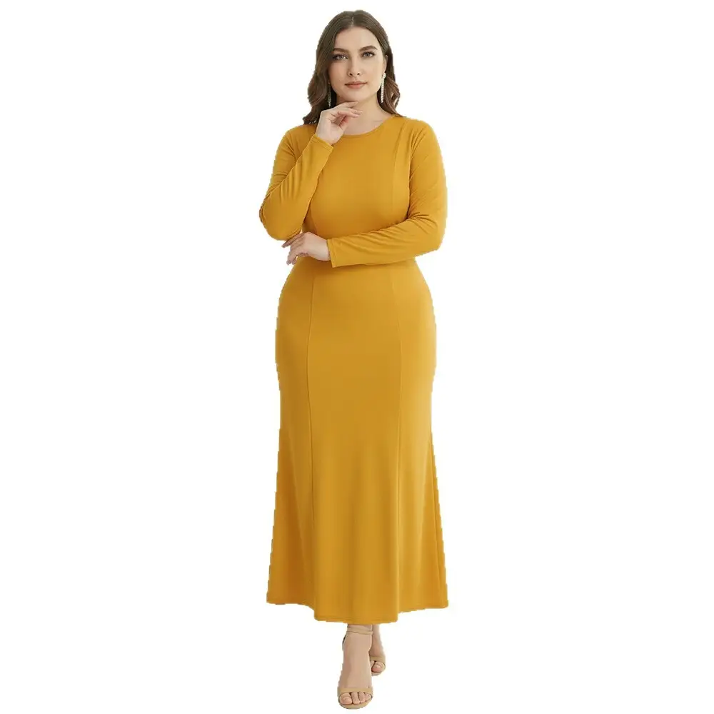 Factory In-Stock Foreign Trade Women's Basic Plus-Size Dress, Commuter Milk Silk Dress, Cross-Border Long Dress - Image 26