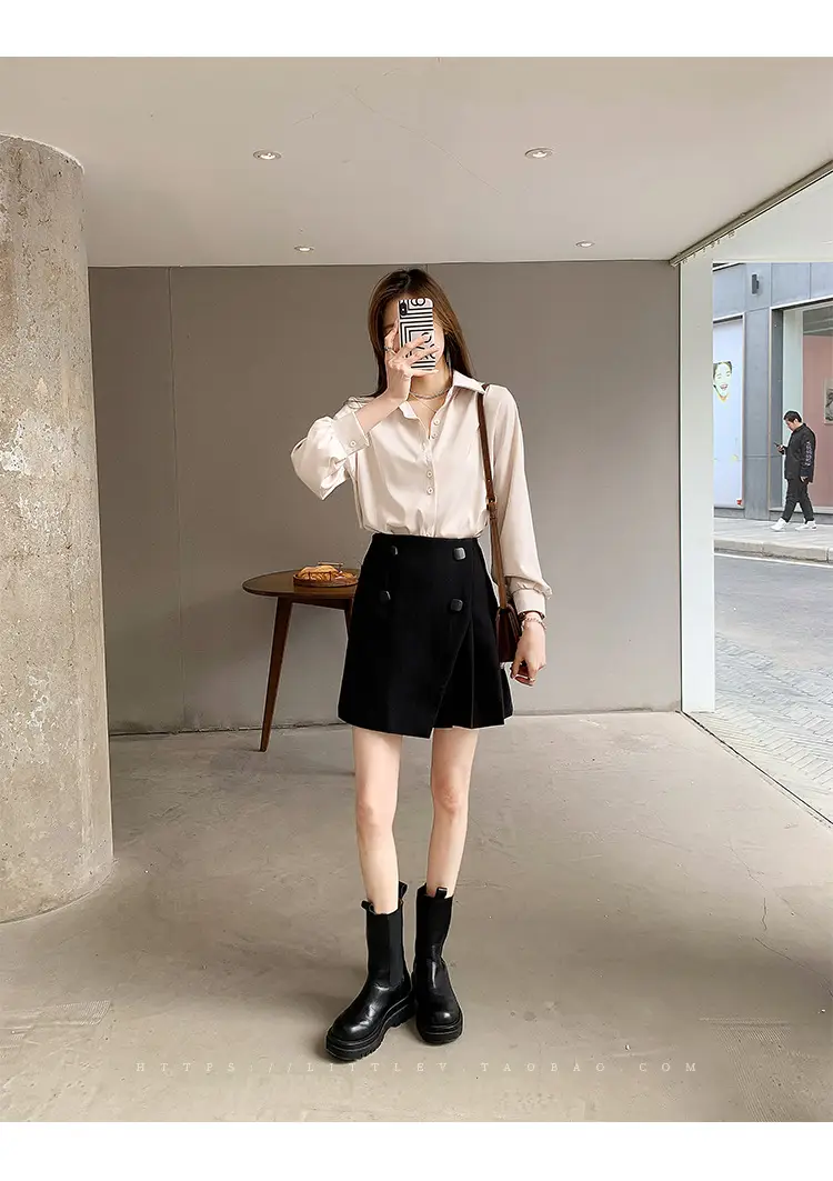 Women White Loose Layered Shirt with Red Skirt Set — feature 28