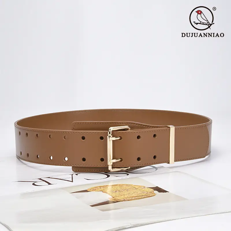 Black Women's Wide Belt with Gold Buckle - Image 10