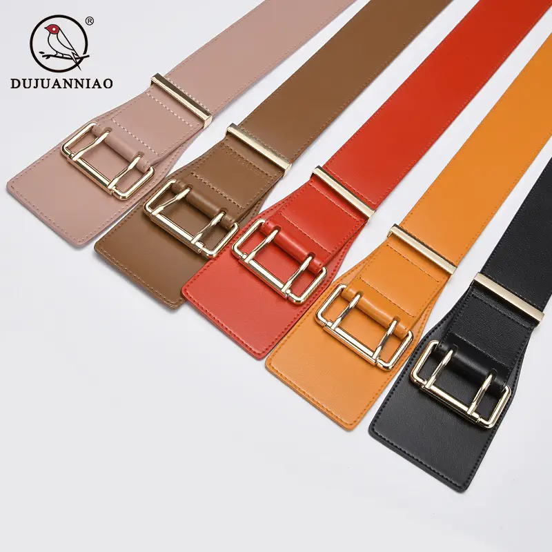 Black Women's Wide Belt with Gold Buckle - Image 12
