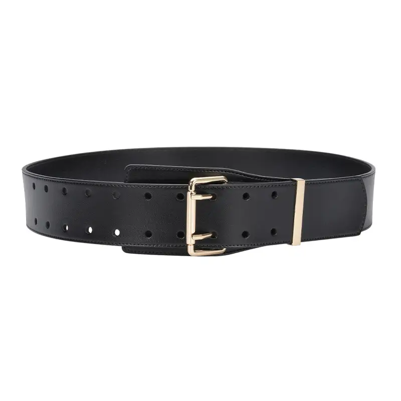 Black Women's Wide Belt with Gold Buckle - Image 13
