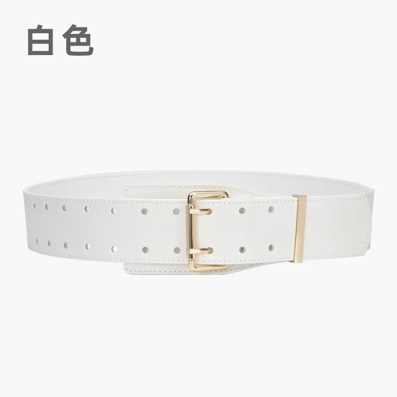 Black Women's Wide Belt with Gold Buckle