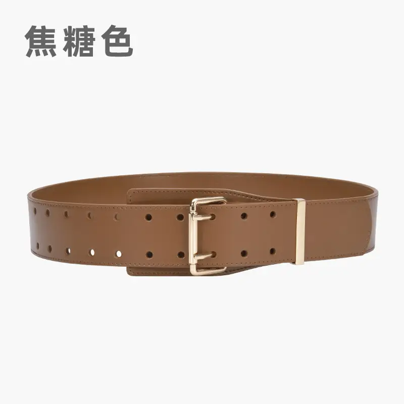 Black Women's Wide Belt with Gold Buckle - Image 3