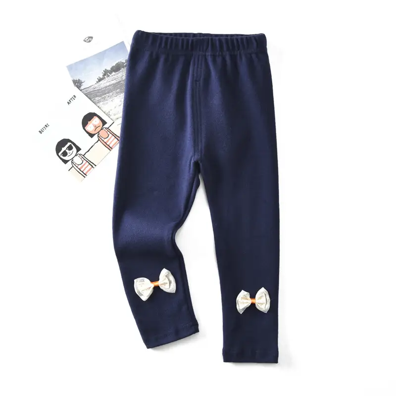 Girls' Bow Print Leggings Set Grey Black - Image 4