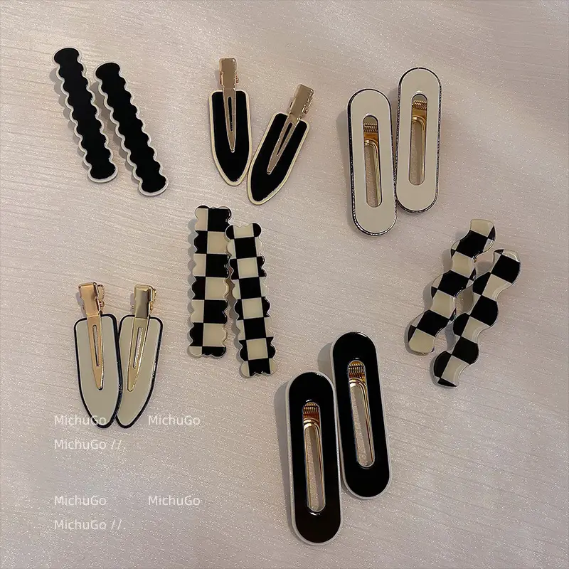 Chessboard Plaid Hairpins Female Side Seamless Summer 2022 - Image 14