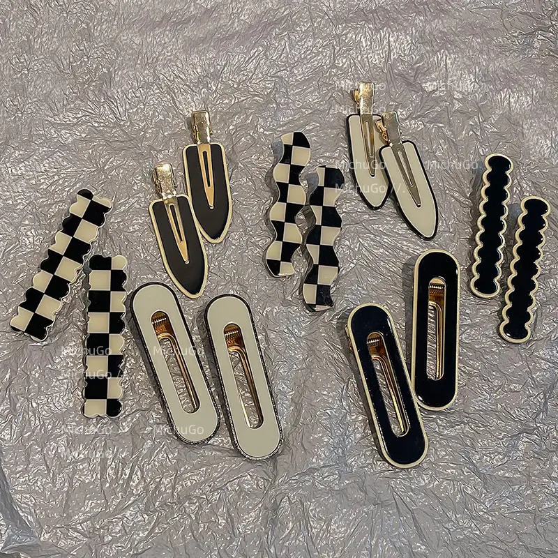 Chessboard Plaid Hairpins Female Side Seamless Summer 2022 - Image 17