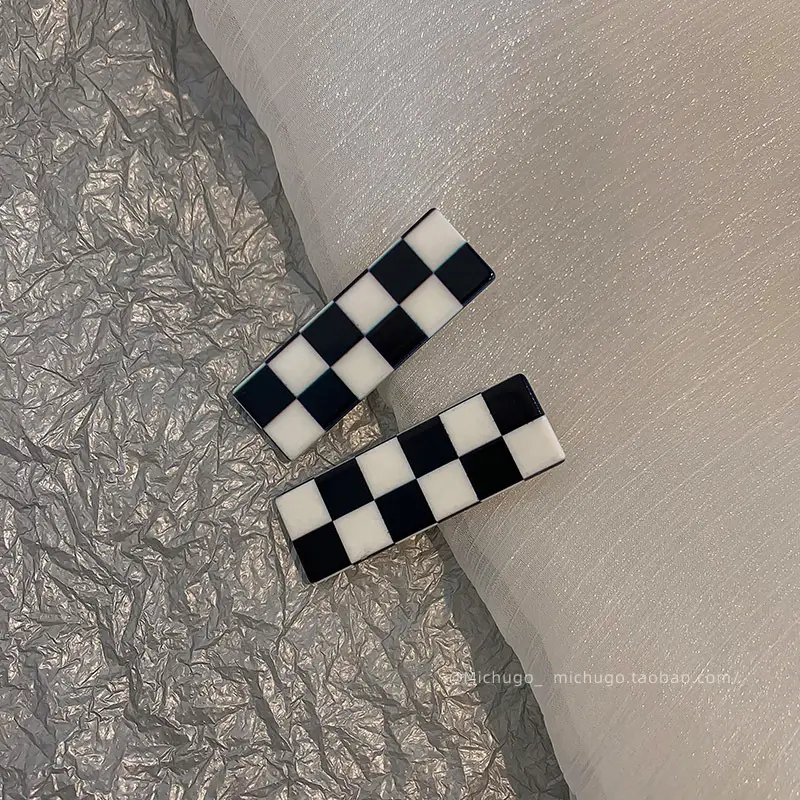 Chessboard Plaid Hairpins Female Side Seamless Summer 2022 - Image 11