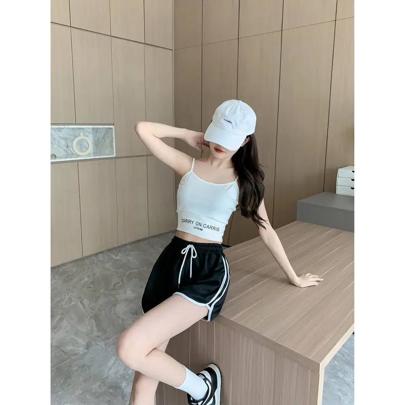 Women's Pink Elastic Waist Shorts with White Trim - Image 7
