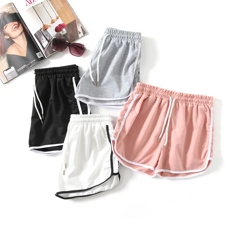 Women's Pink Elastic Waist Shorts with White Trim - Image 8