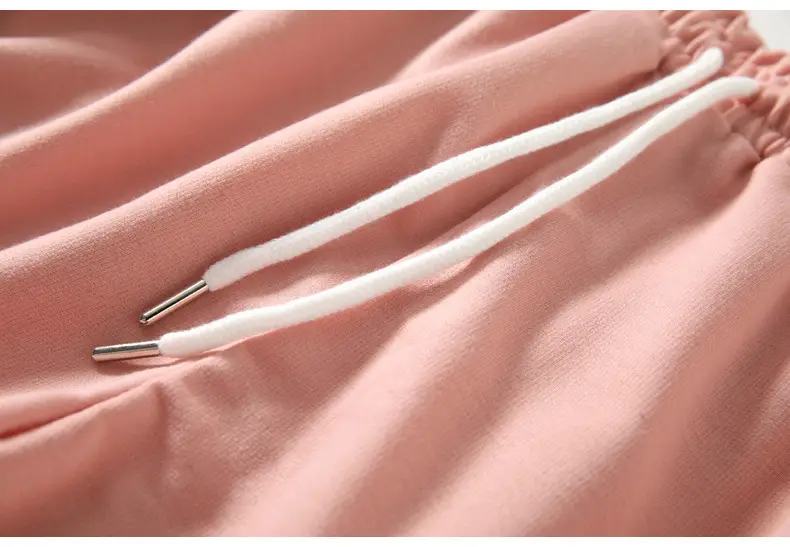 Women's Pink Elastic Waist Shorts with White Trim — feature 10