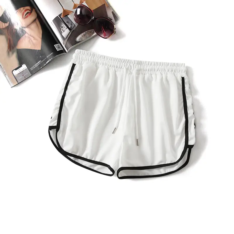 Women's Pink Elastic Waist Shorts with White Trim - Image 2