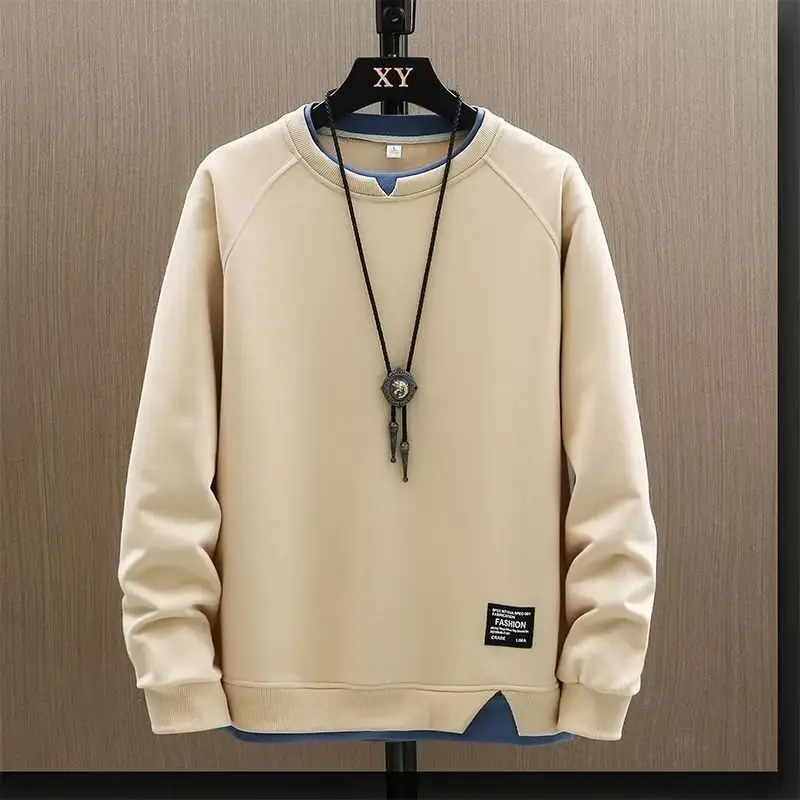 Men's Cream Sweatshirt with Long Sleeve & Neck Band