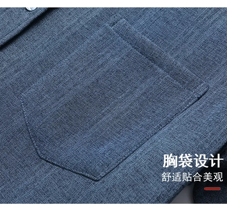 Fleece Lined Men's Shirt Blue Long Sleeve Winter Warm — feature 11