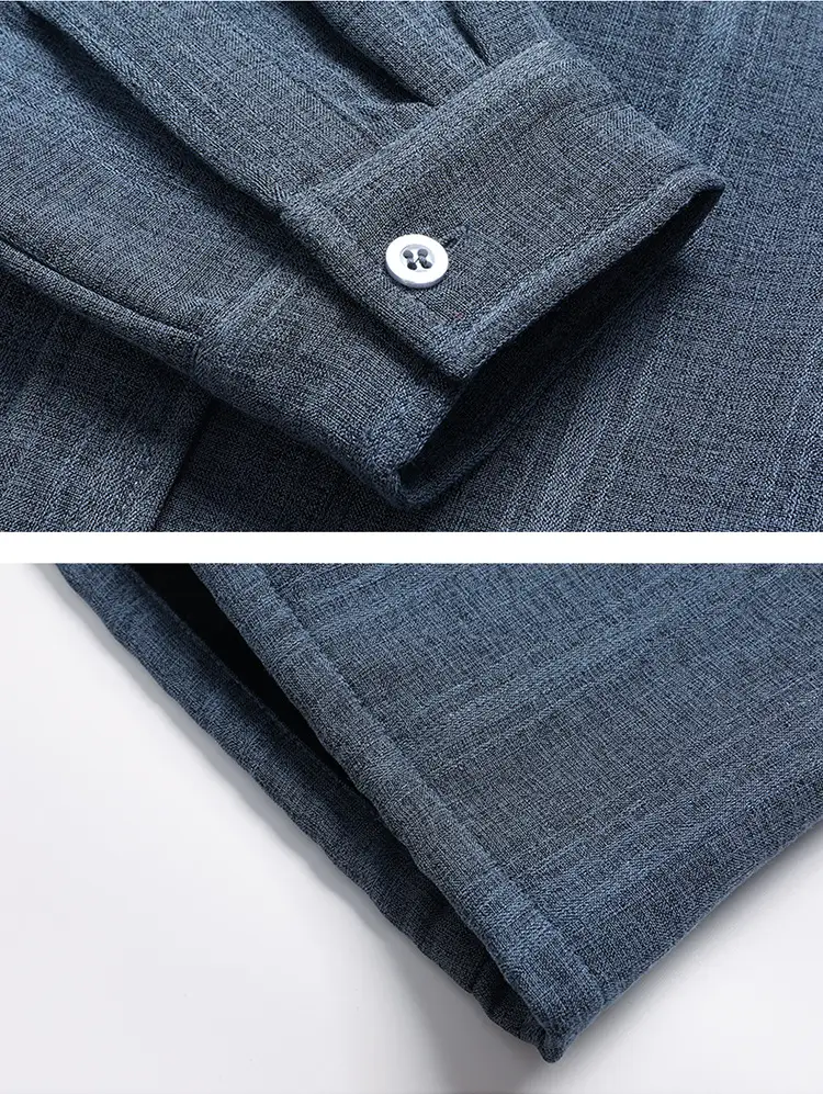 Fleece Lined Men's Shirt Blue Long Sleeve Winter Warm — feature 21