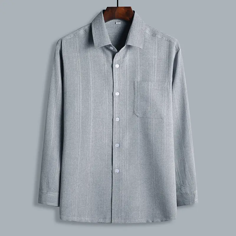 Fleece Lined Men's Shirt Blue Long Sleeve Winter Warm