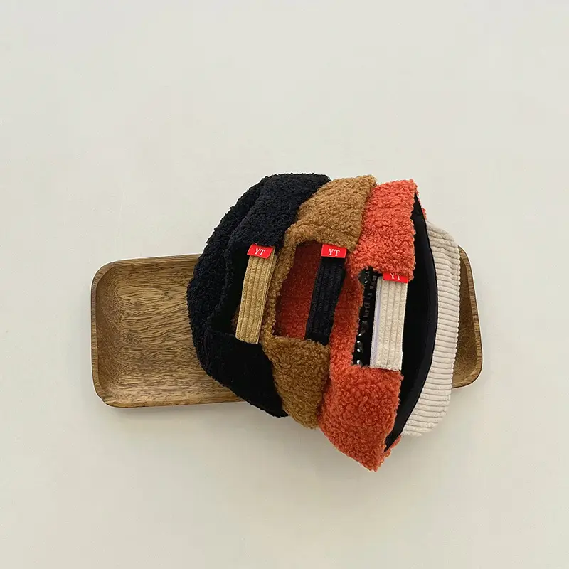 R Letter Korean Wool Baby Cap Green Brown - Image 6