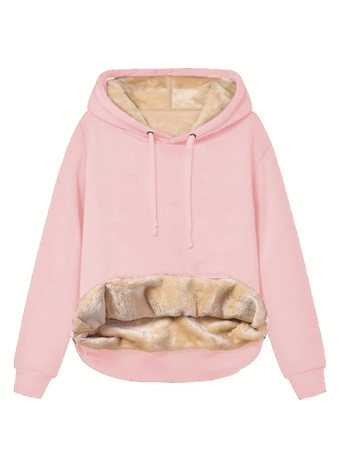 Women's Orange Fleece Hooded Sweatshirt with Flap Pocket - Image 15