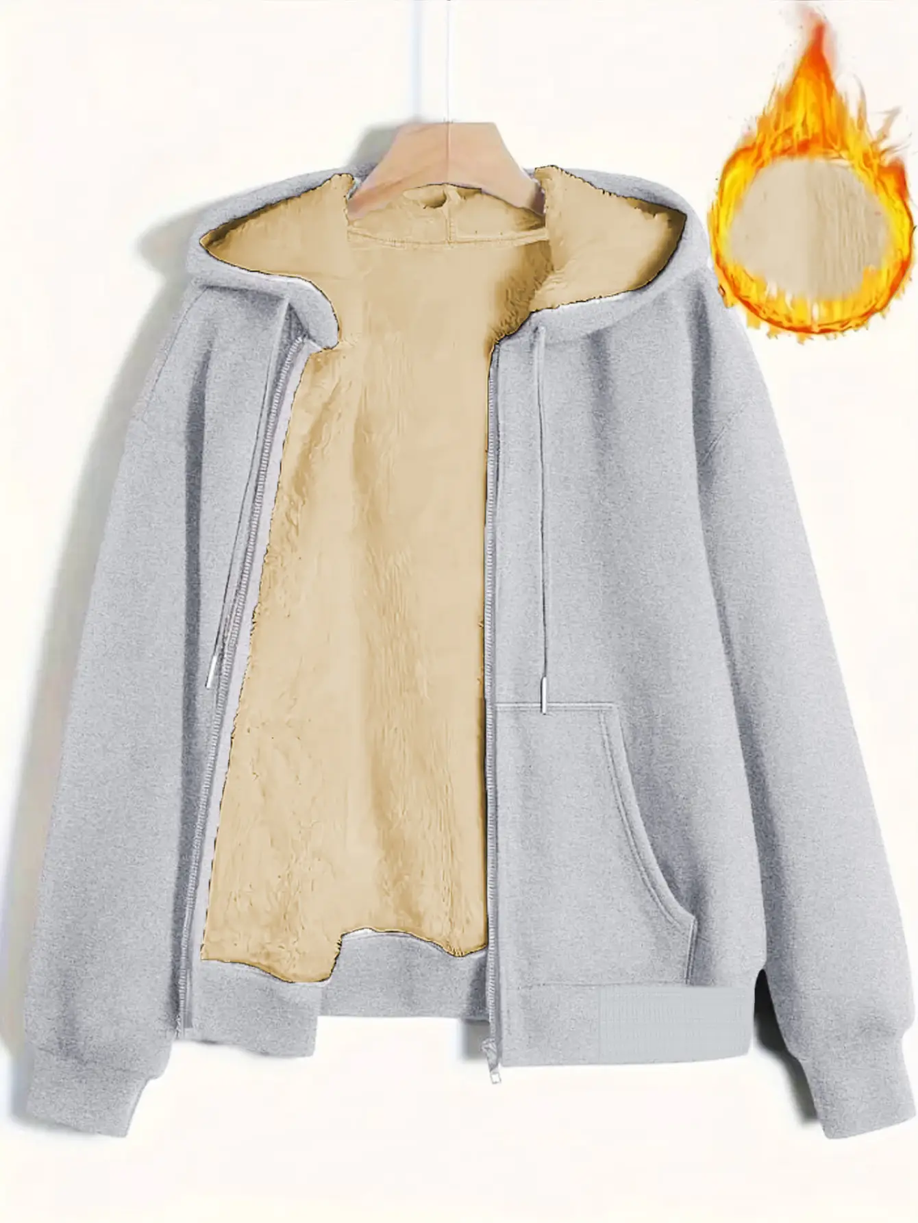 Women's Orange Fleece Hooded Sweatshirt with Flap Pocket - Image 20