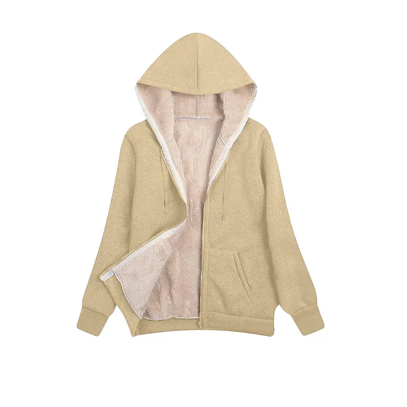 Women's Orange Fleece Hooded Sweatshirt with Flap Pocket - Image 6
