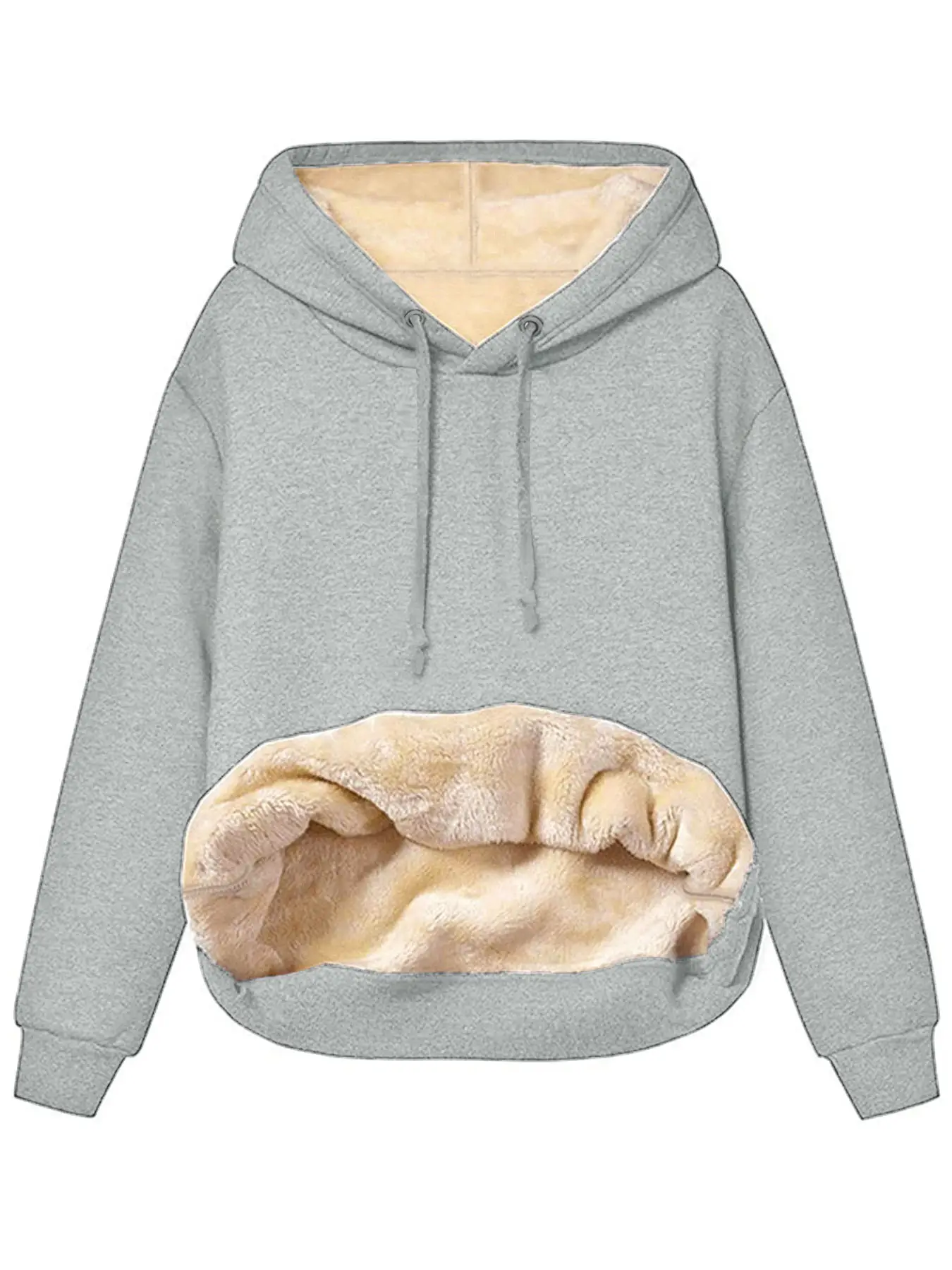 Women's Black Warm Hooded Sweatshirt with Fleece Lining - Image 3