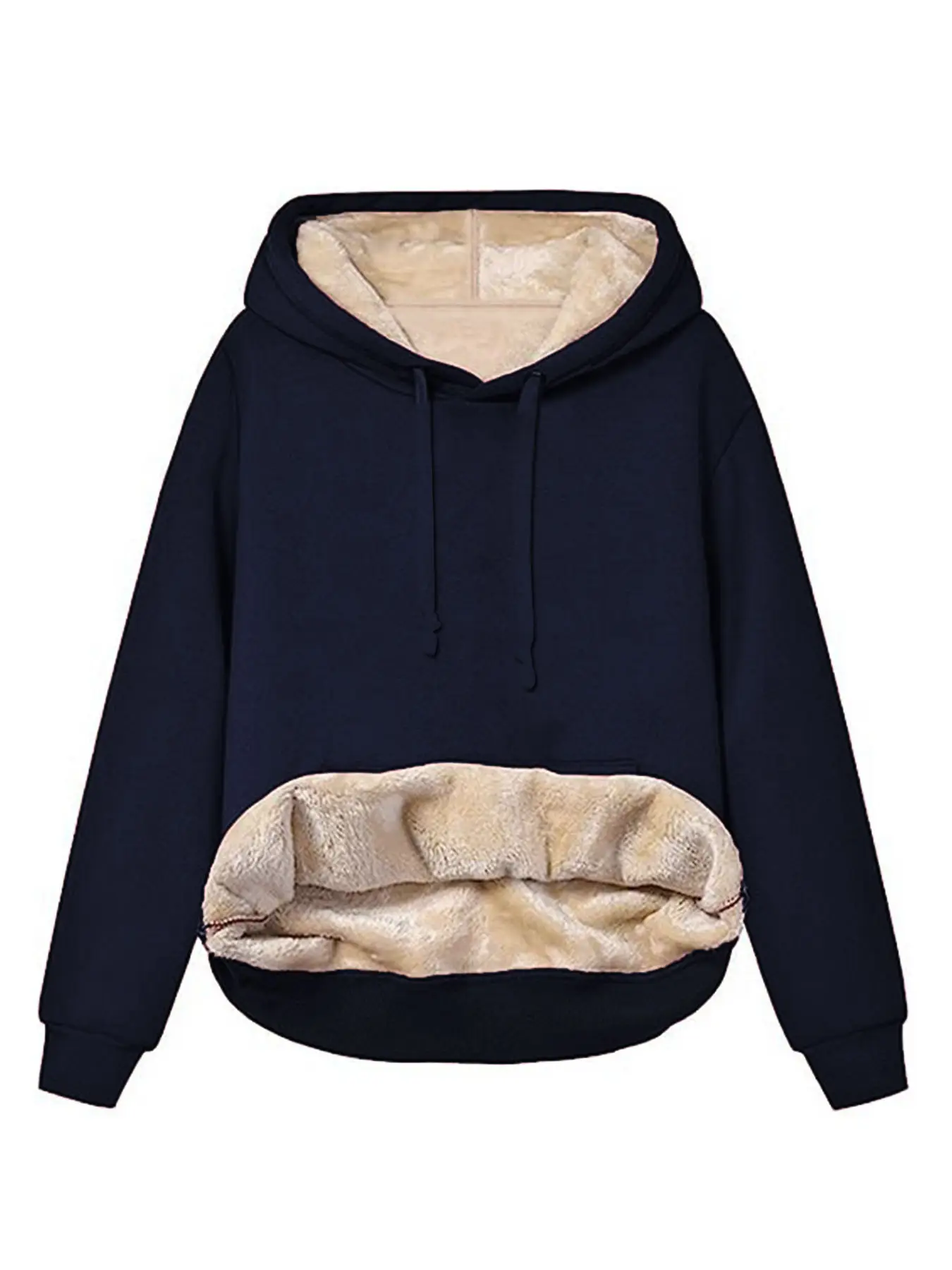Women's Black Warm Hooded Sweatshirt with Fleece Lining - Image 5