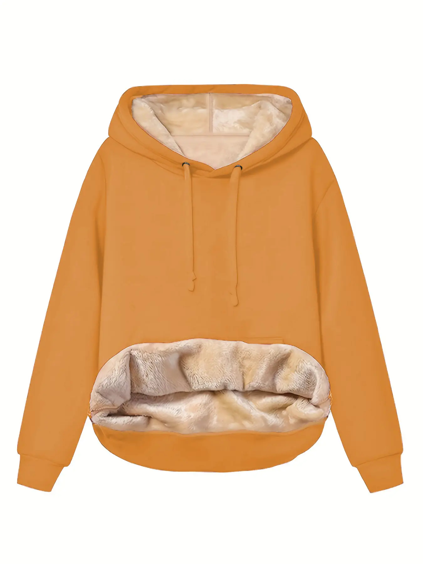Women's Black Warm Hooded Sweatshirt with Fleece Lining - Image 6