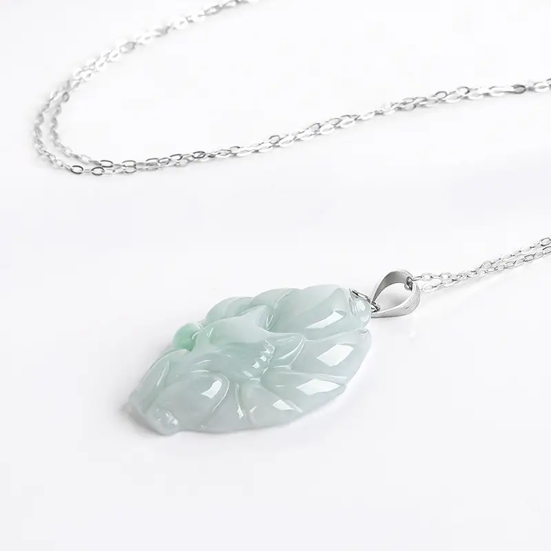 Natural Jade Nine-Tailed Fox Pendant S925 Silver - Image 3