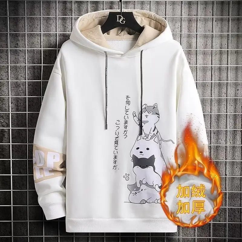 Men Fleece Hoodie White 1970s Print — feature 4