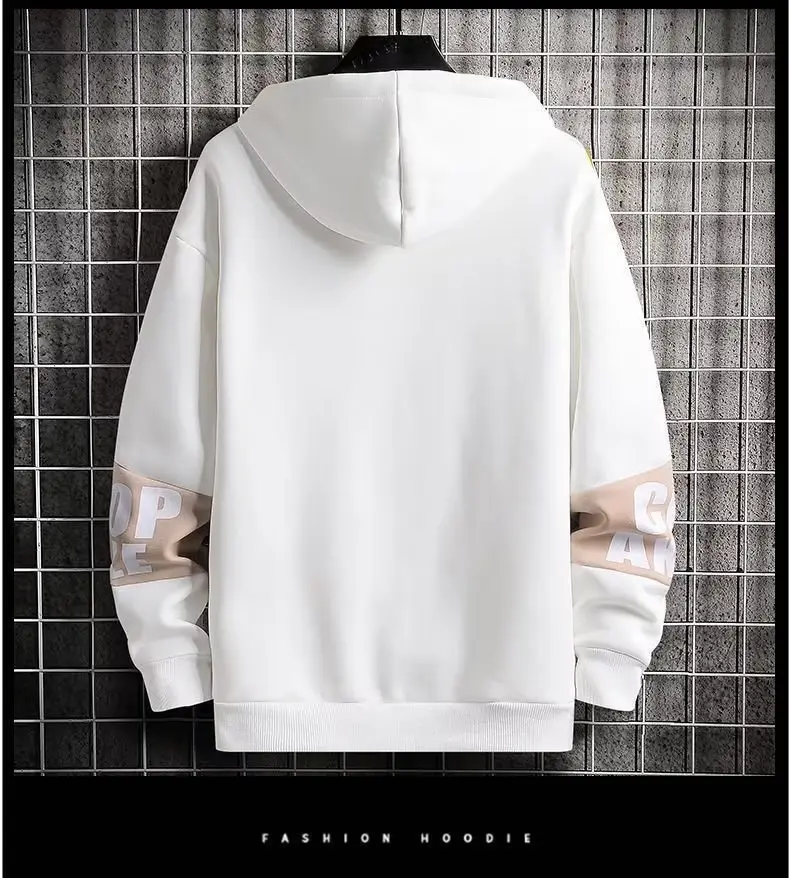 Men Fleece Hoodie White 1970s Print — feature 5