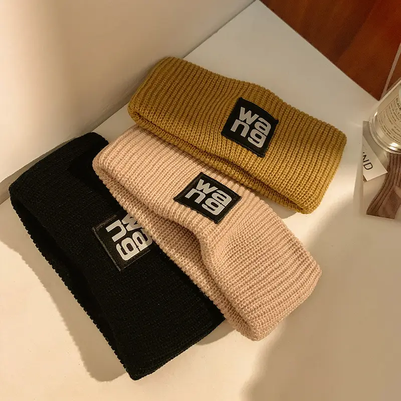 Women's Mini Knitted Wool Winter Headband Brown Black - Image 7