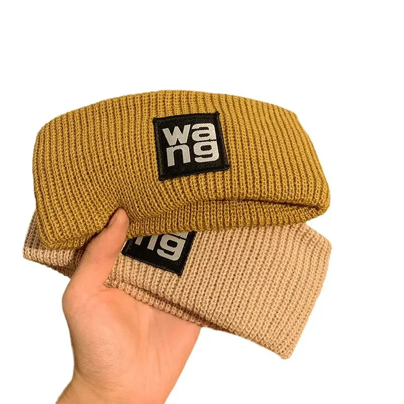 Women's Mini Knitted Wool Winter Headband Brown Black - Image 9