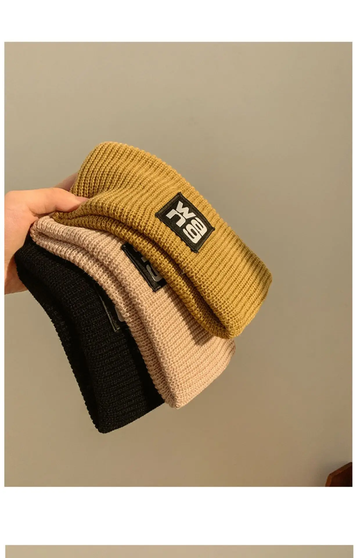 Women's Mini Knitted Wool Winter Headband Brown Black — feature 1