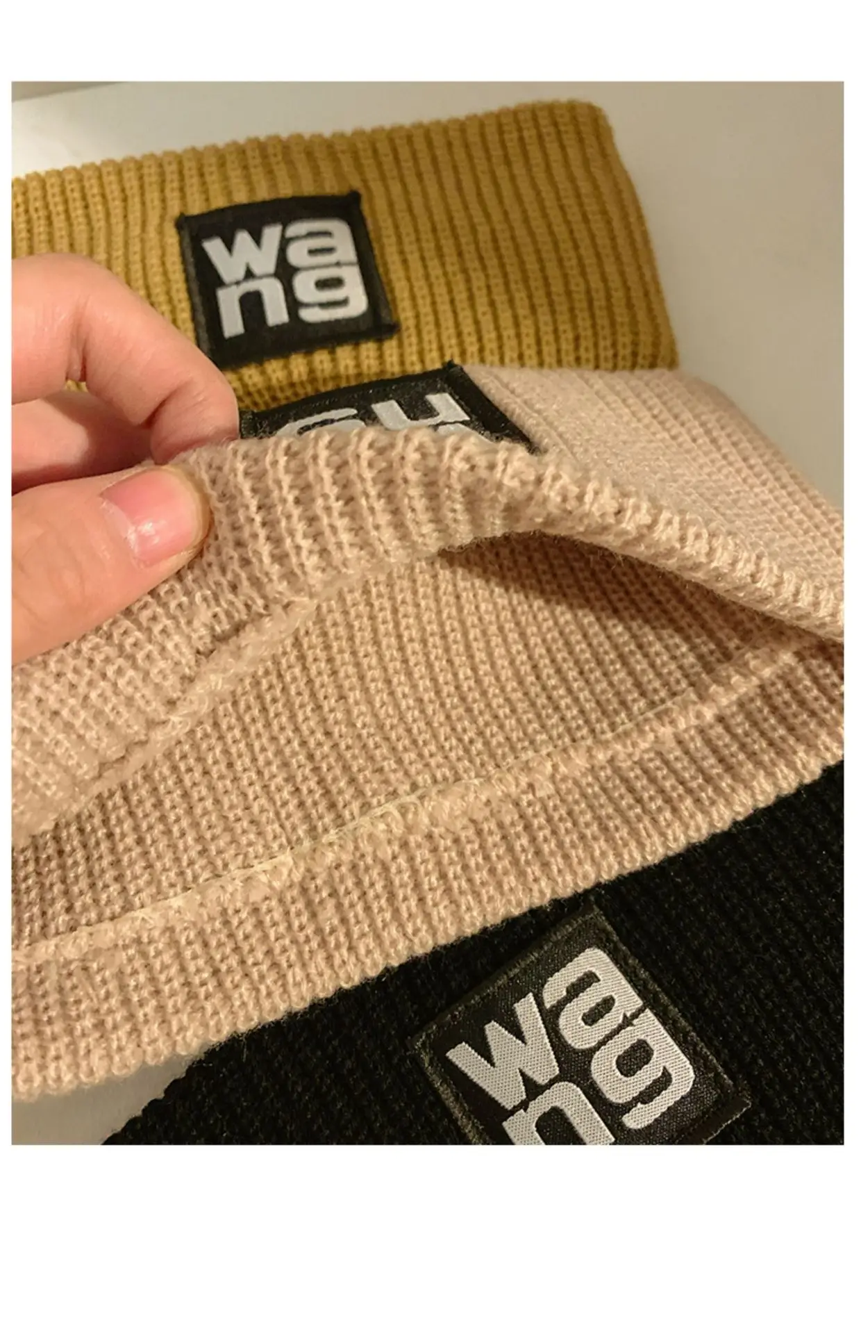 Women's Mini Knitted Wool Winter Headband Brown Black — feature 8