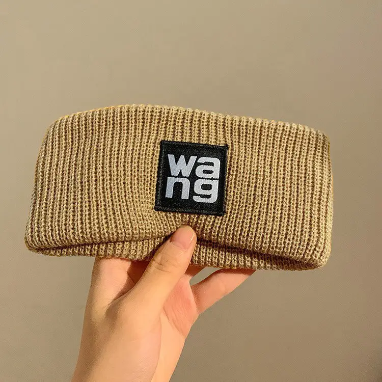 Women's Mini Knitted Wool Winter Headband Brown Black - Image 2