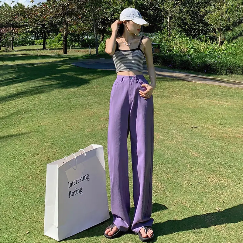 Women Wide Leg Jeans Autumn 2025 Pink - Image 5