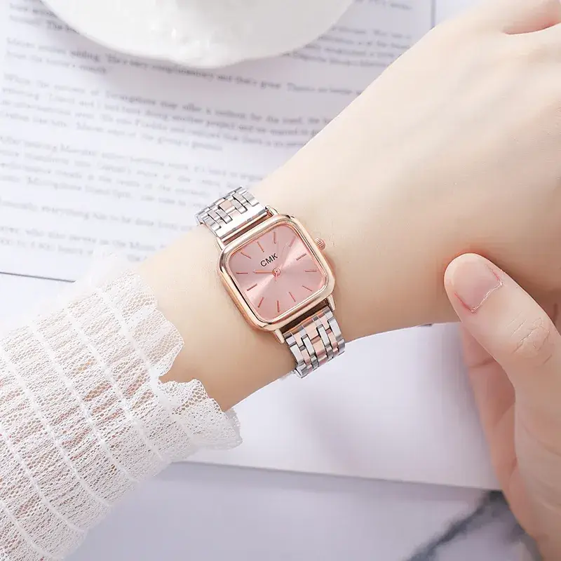 Gold Square Roman Digital Women's Watch