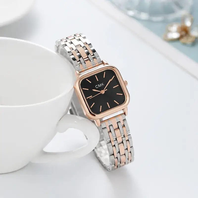 Gold Square Roman Digital Women's Watch