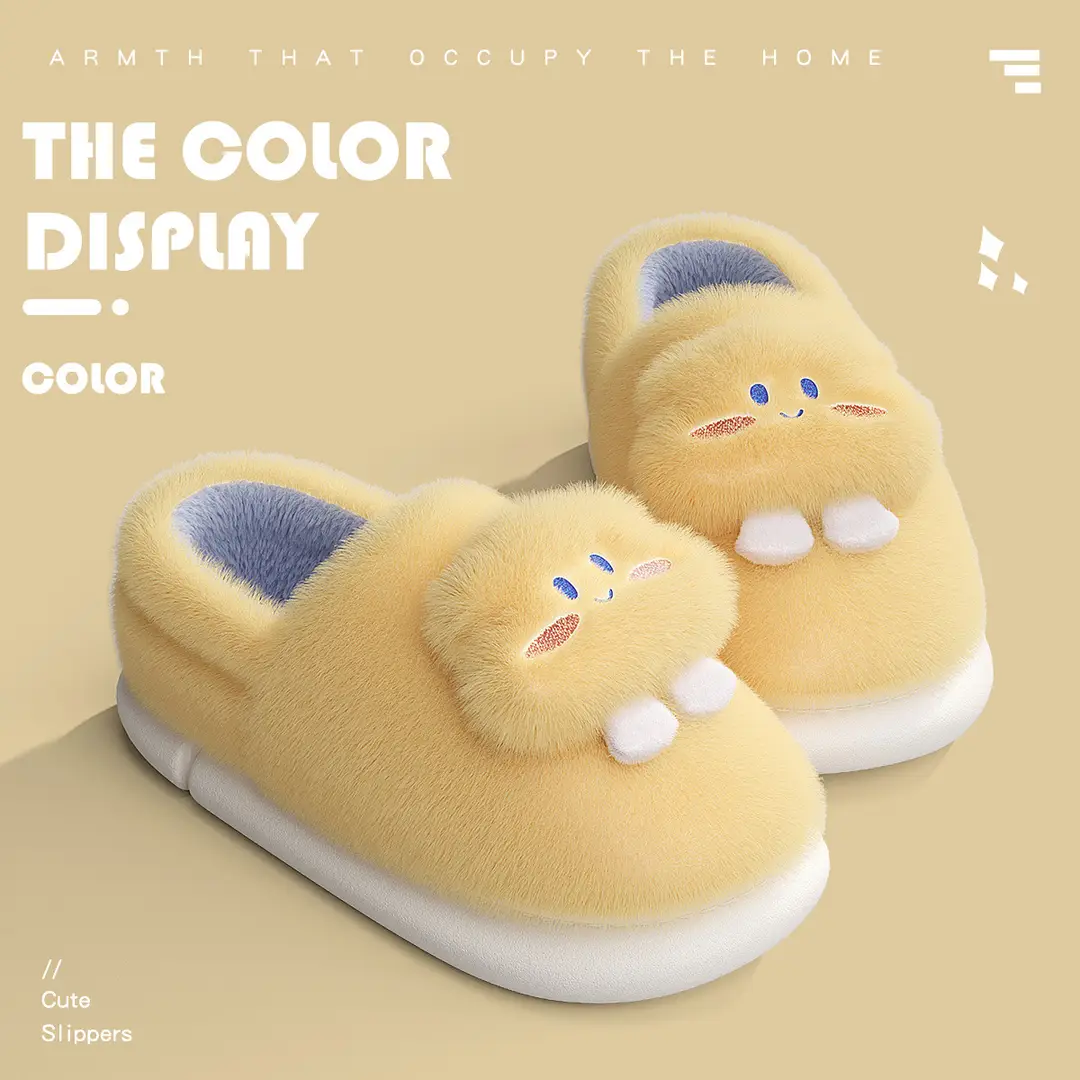 Cute Cloud-Shaped Slippers with Cotton Lining for Women, Autumn and Winter Indoor Plush Warm Thick-Soled Slippers for Men, Wholesale