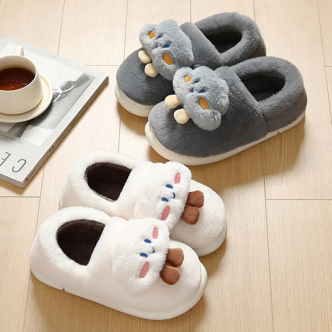 Cute Cloud-Shaped Slippers with Cotton Lining for Women, Autumn and Winter Indoor Plush Warm Thick-Soled Slippers for Men, Wholesale