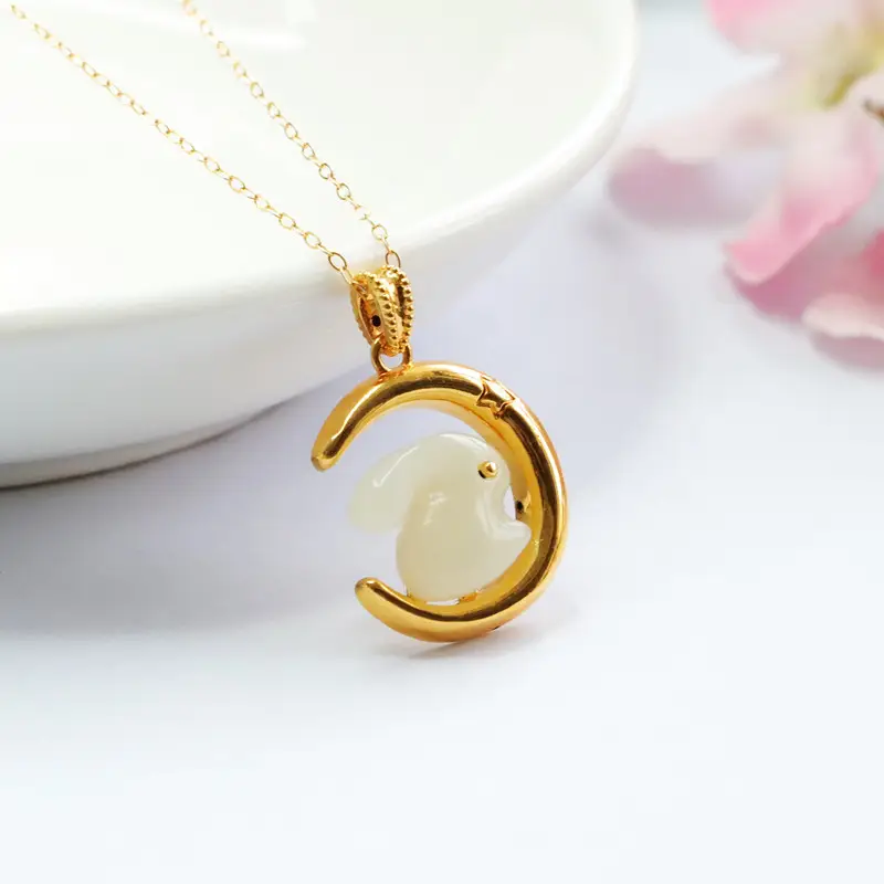 Guan Yu S925 Silver Inlaid Natural Hetian Jade Rabbit Pendant — feature 11