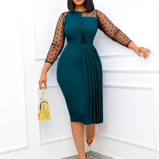 Green Lotus Sleeve High Waist Women's Dress — feature 21