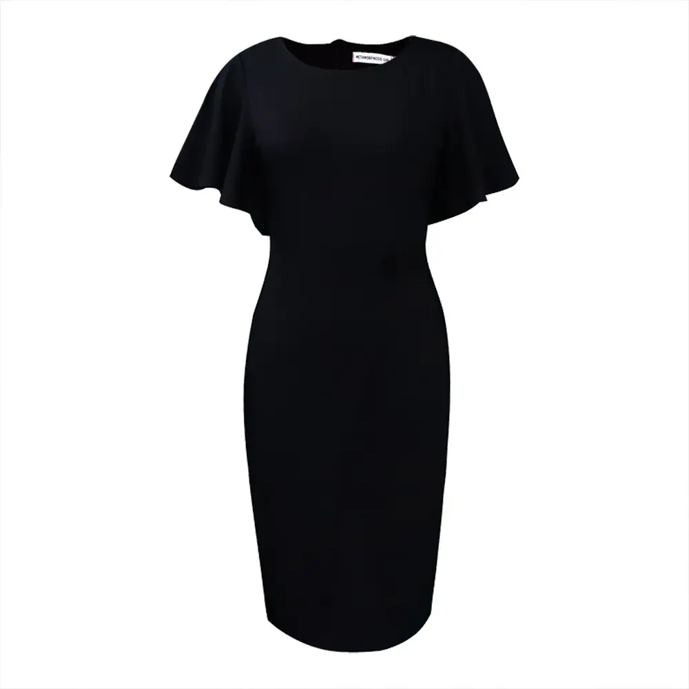 Green Lotus Sleeve High Waist Women's Dress